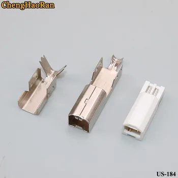 ChengHaoRan 50 kom./lot pozlaćeni USB-sučelje USB-B muški kvadratnom luka žica-plesti prešano трехсекционный USB priključak pisača