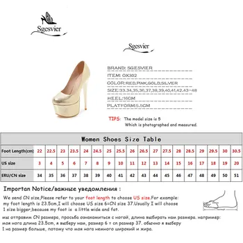 SGESVIER 2018 Proljeće žene pumpe cipele Stilleto 16 cm tanka štikla cijele čarapa platforme zlatni stranke svadbene cipele veličine 33-48 OX302